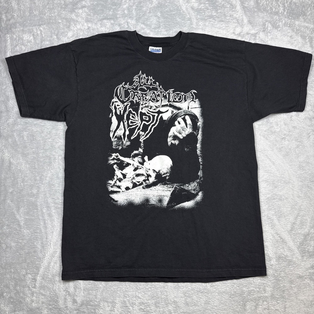 All Creation Wept Band Shirt XL Black Metal Font Obscure Y2K
